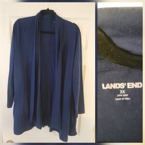 Lands' End Open Cardigan Women's SZ 3X Slinky Cozy Layering Timeless Navy Blue